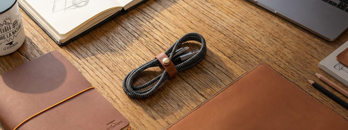 Leather cable organizer